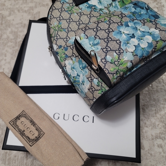 Gucci Backpack GG Supreme Blooms Small Blue - Picture 6 of 7